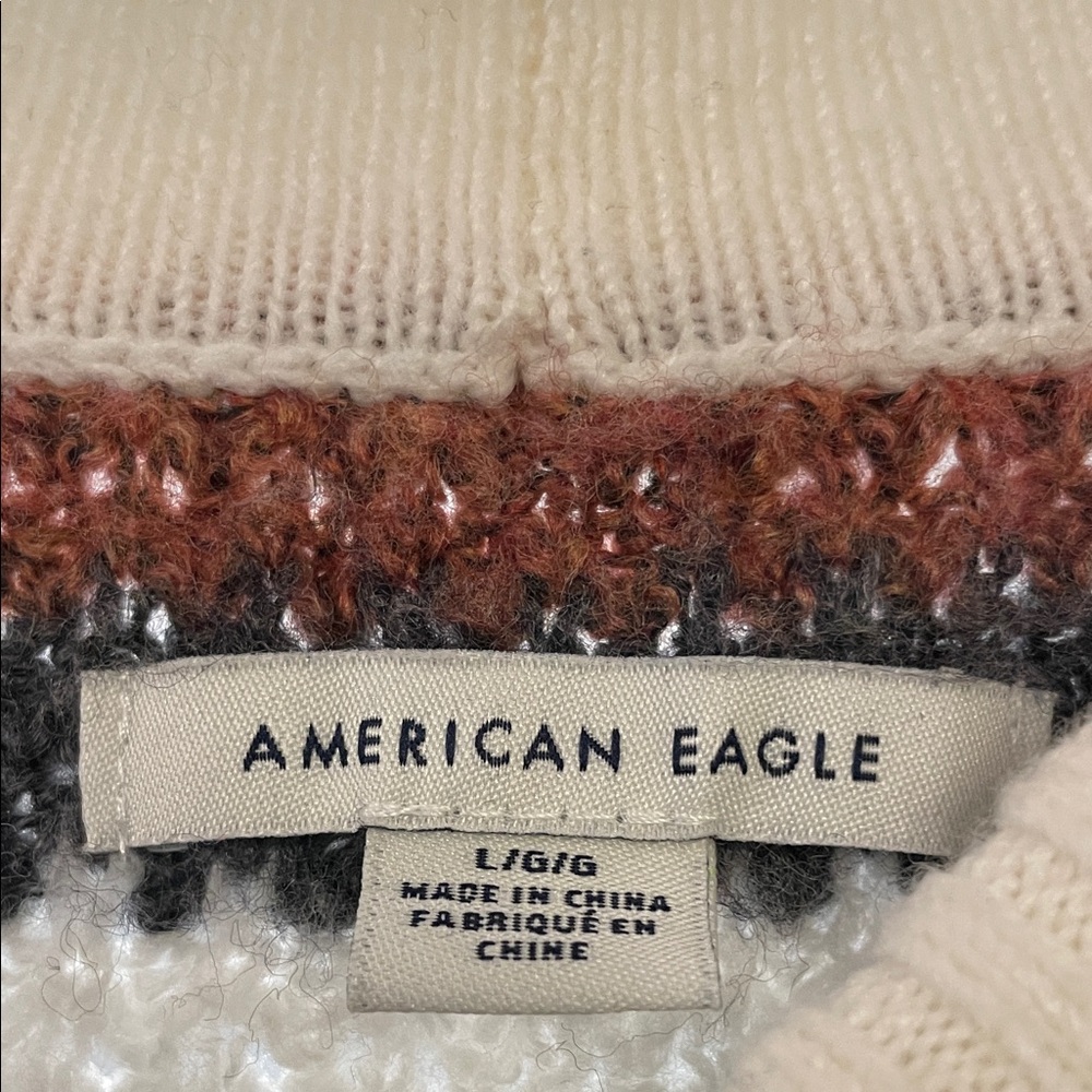 Striped American Eagle sweater- Cream, Brown, Gray - Picture 2 of 3